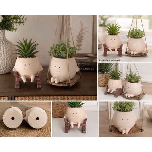 Cute smiley planter set - cute,